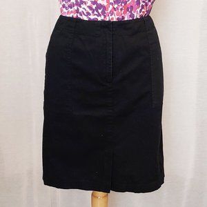 Black Stretch Twill Cargo Mini Skirt by Kay Unger